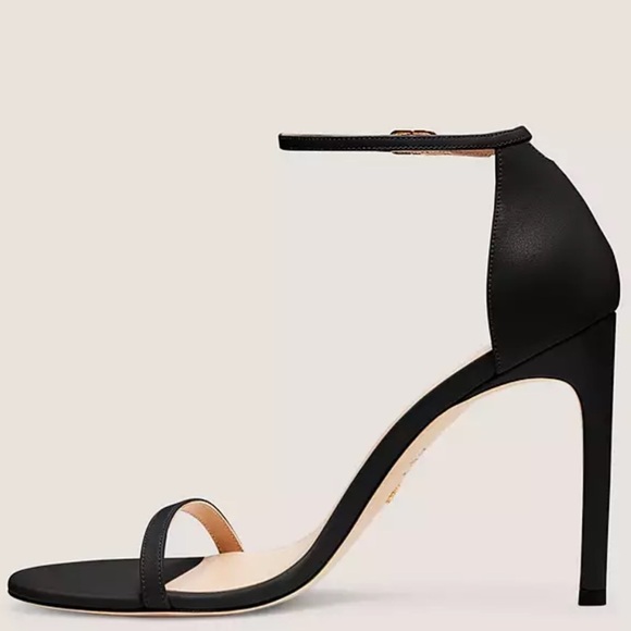 Stuart Weitzman Black Patent Leather Nudistsong Women’s Stiletto Heeled Sandals - Picture 1 of 13